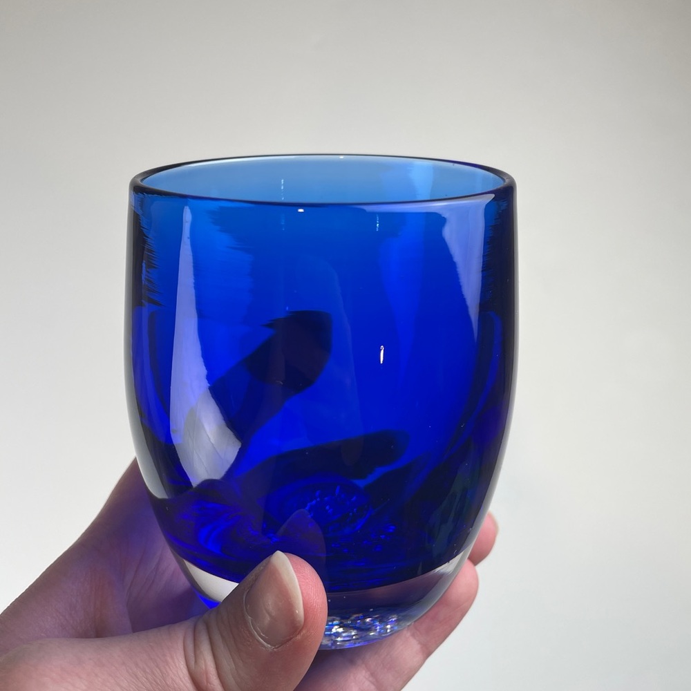 GLASSYBABY Egrari Beauty Royal Deep Translucent Blue Votive Candle Holder RARE - Picture 7 of 14